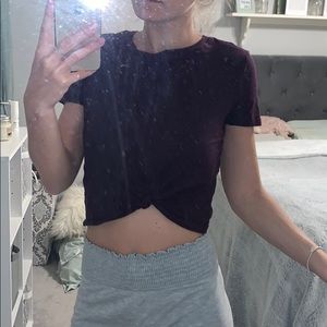 Purple crop top with tie